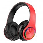 Wholesale LED Bluetooth Wireless Foldable Headphone Headset with Built in Mic for Adults Children Work Home School for Universal Cell Phones, Laptop, Tablet, and More (Red)